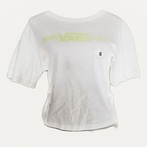 VANS White Neon Funnier Times  Logo Crew Short Sleeve T Tee Shirt  SMALL…